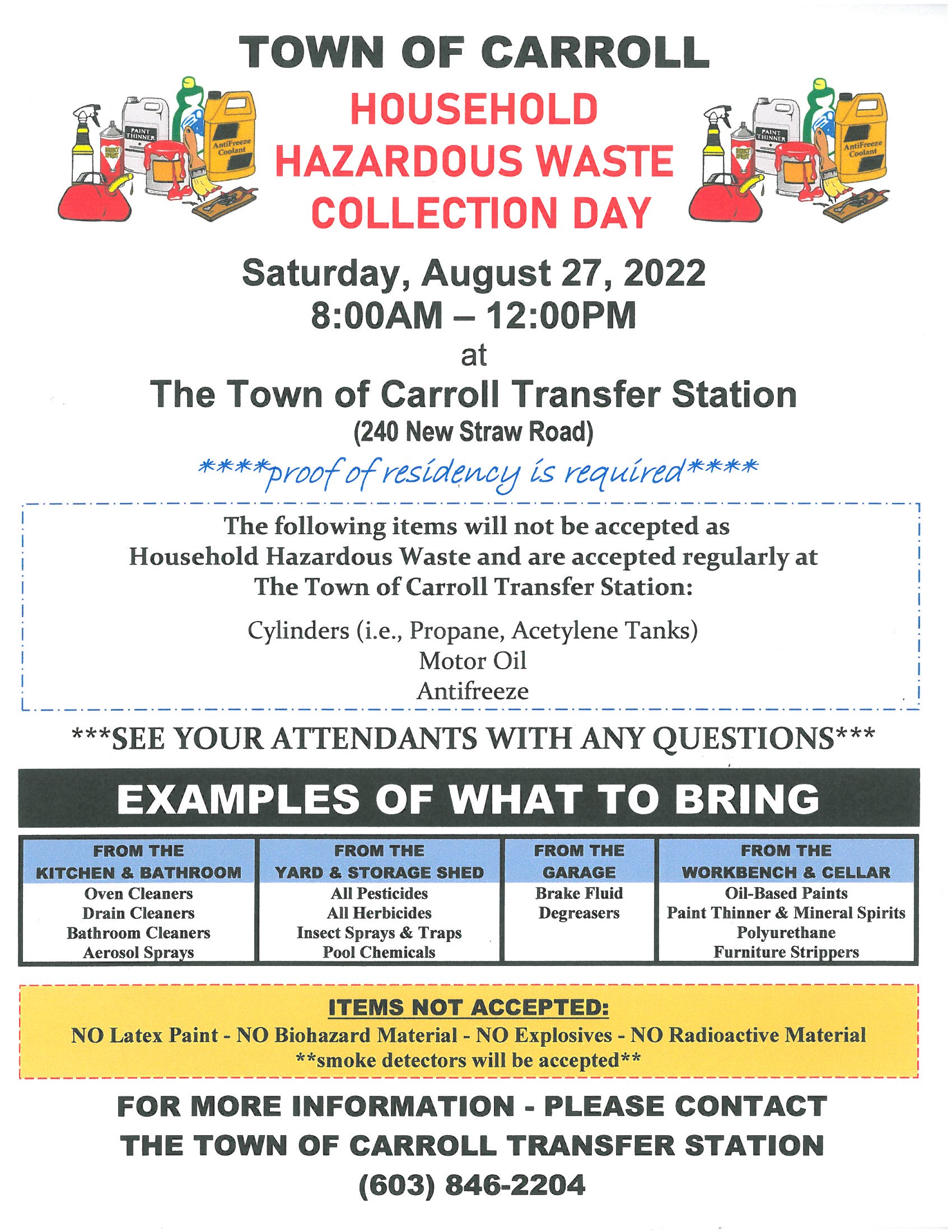 Household Hazardous Waste Day @ Town of Carroll Transfer Station