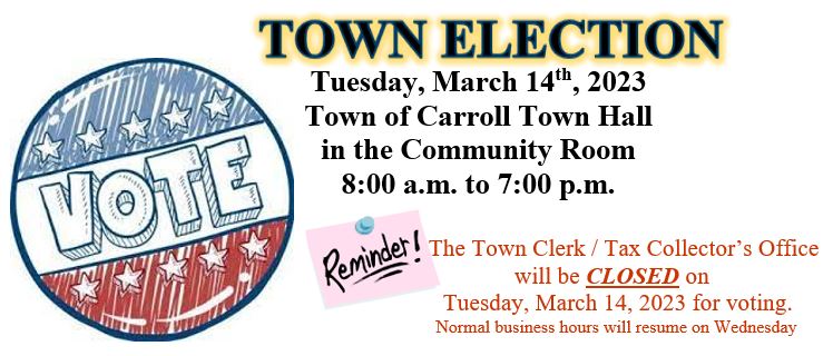Voting – Second Session of Annual Meeting @ Carroll Town Hall Community Room