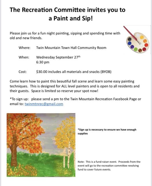 Recreation Department Paint & Sip Event @ Carroll Town Hall Community Room