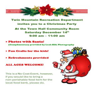 Twin Mountain Rec Christmas Party @ Carroll Town Hall, Community Room