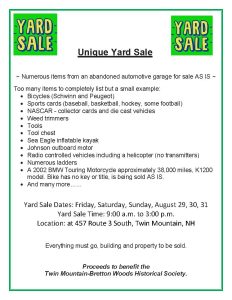 Historical Society Yard Sale! @ 457 Route 3 South