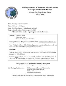 NH DRA Current Use Mini-Course @ Carroll Town Hall, Community Room